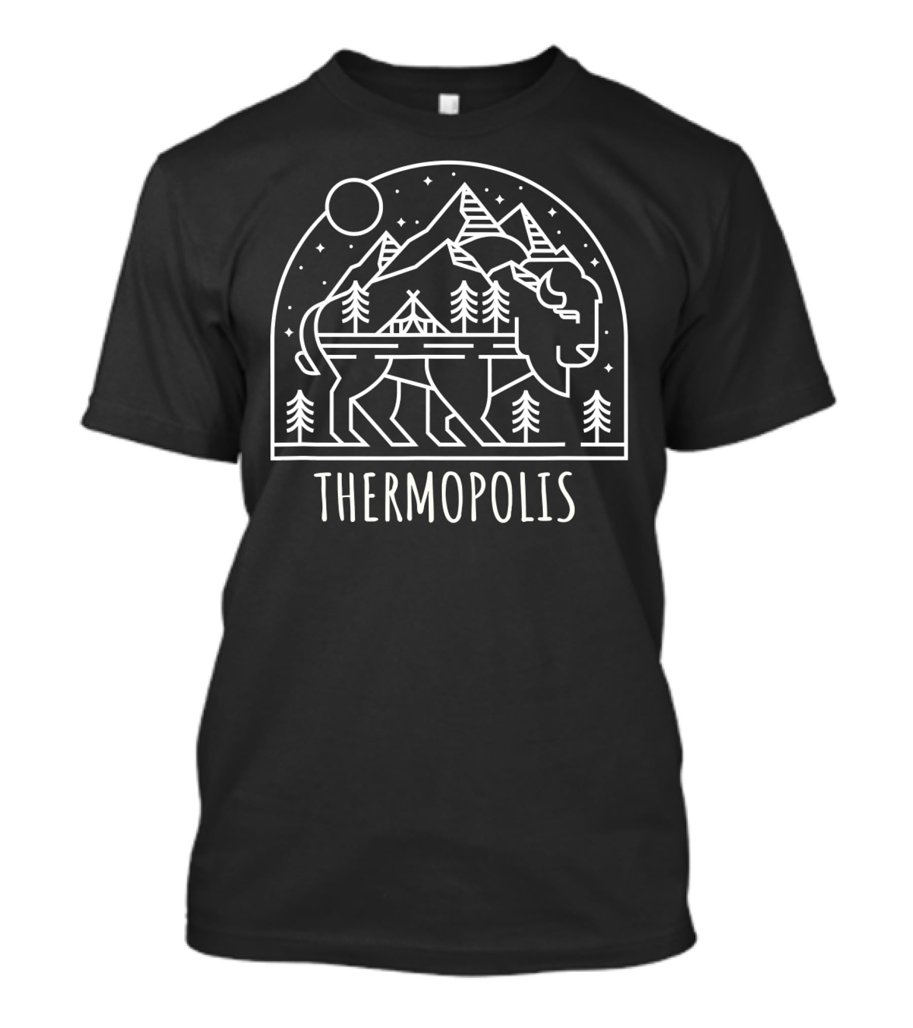 Thermopolis Bison Mountain Scene Wyoming T-Shirt