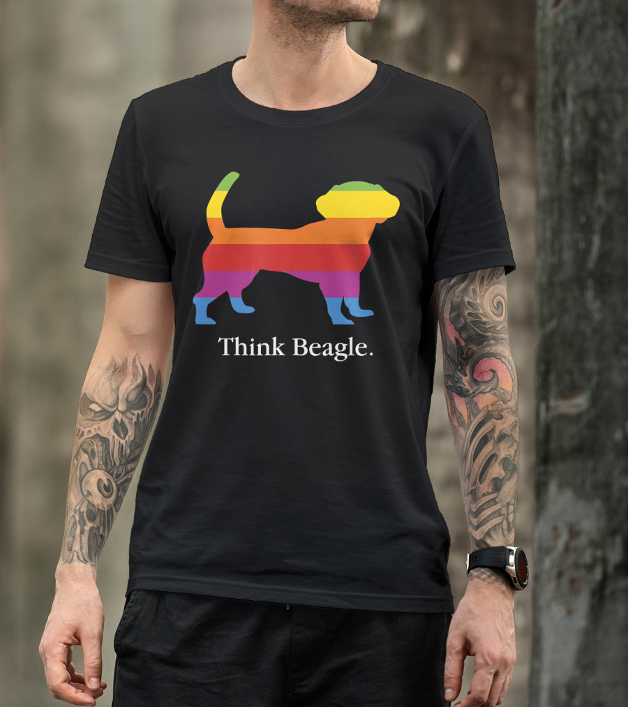 Think Beagle Rainbow Striped Dog T-Shirt