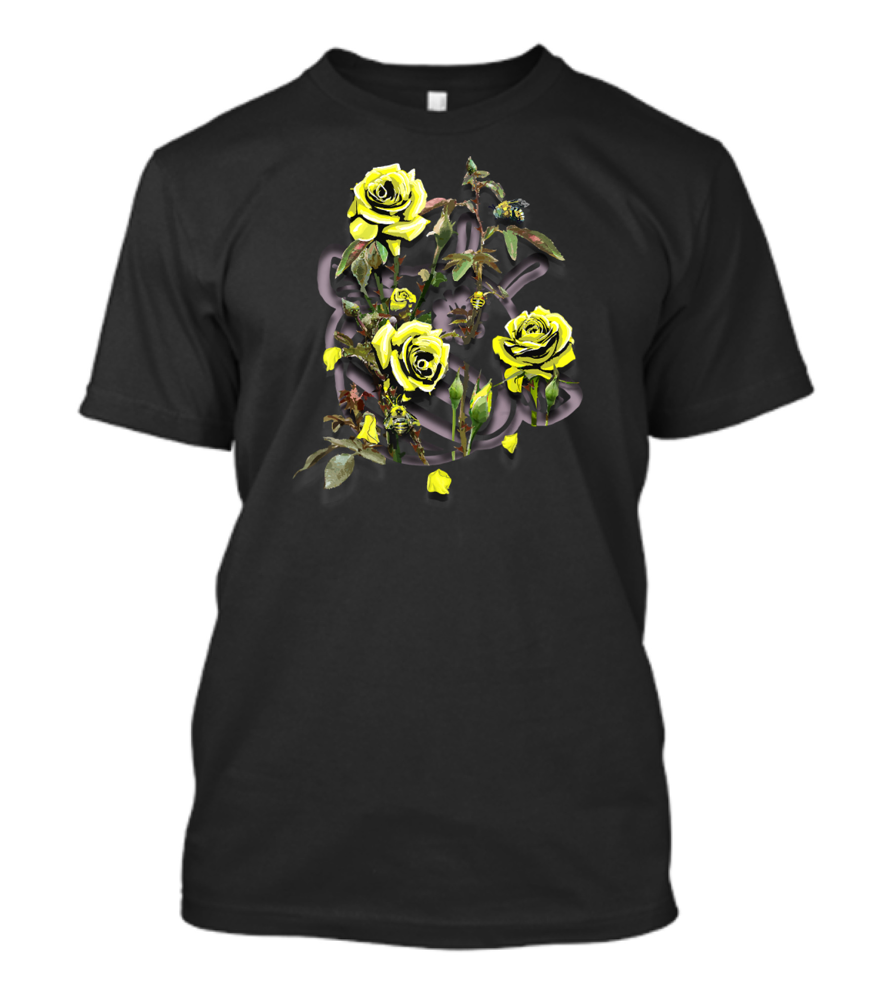 Thornbush Ft. Roses And Bees Yellow Blossom Branches T-Shirt