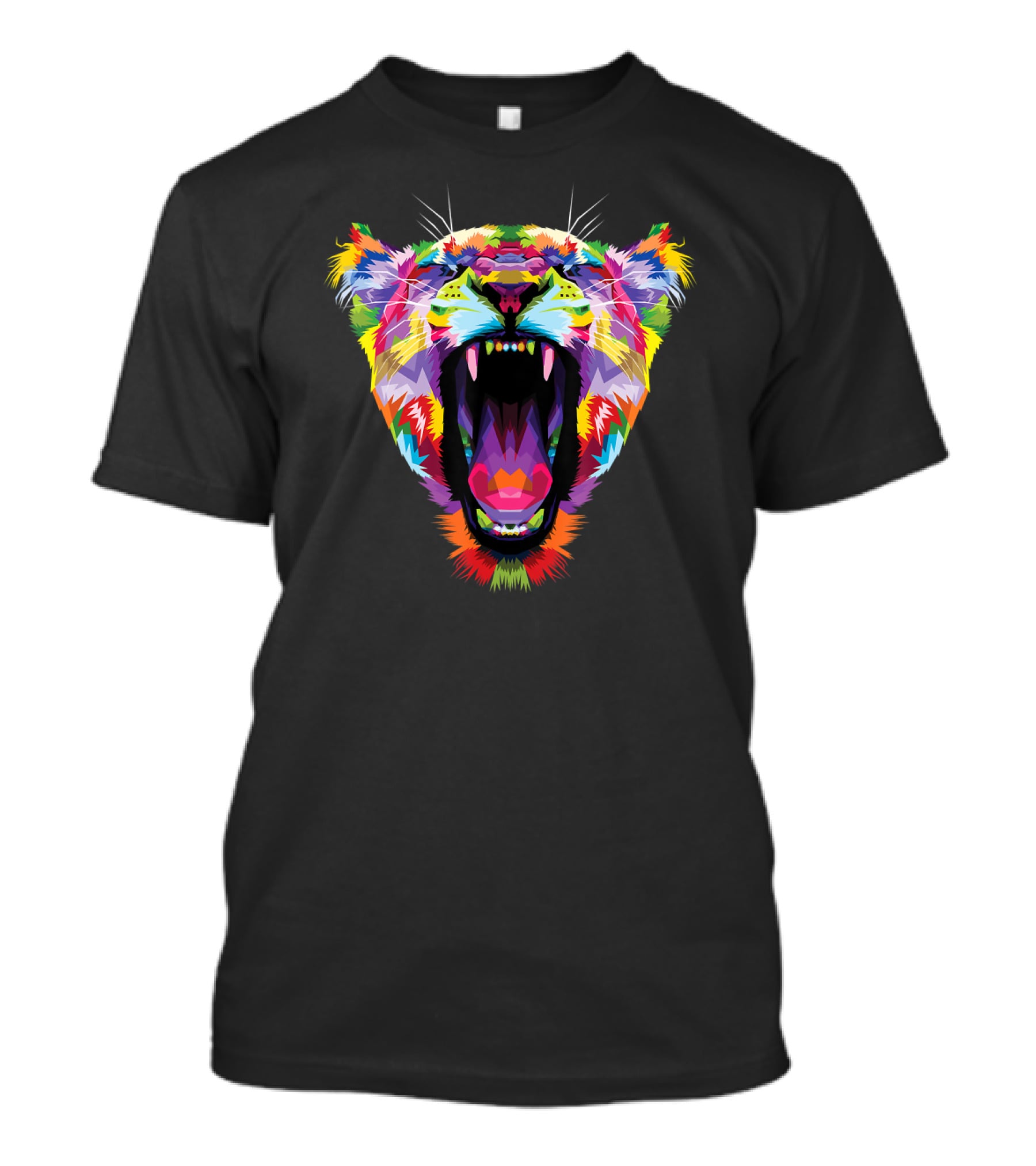 Tiger Colorful Angry Tiger's Head Geo Vibrant Geometric Roaring Tiger T-Shirt