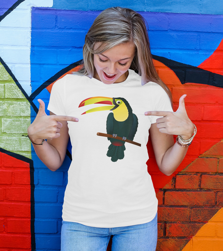 Toucan Bird Perched On Branch With Vibrant Beak T-Shirt