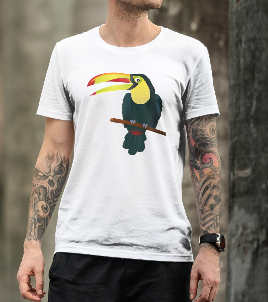 Toucan Bird Perched On Branch With Vibrant Beak T-Shirt