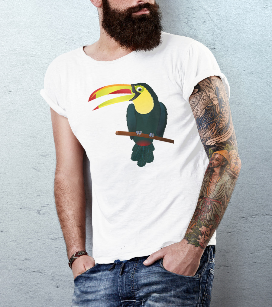 Toucan Bird Perched On Branch With Vibrant Beak T-Shirt