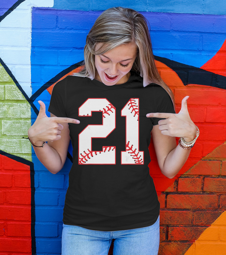 Twenty First Birthday Party 21th Baseball Number T-Shirt