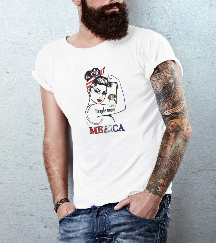 Unbreakable Beagle Mom Merica Bandana USA T-Shirt