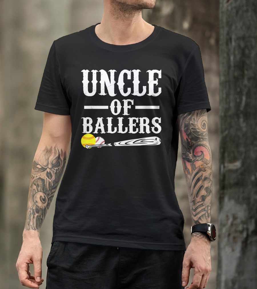 Uncle Of Ballers Baseball Bat Tennis Ball Clipboard T-Shirt