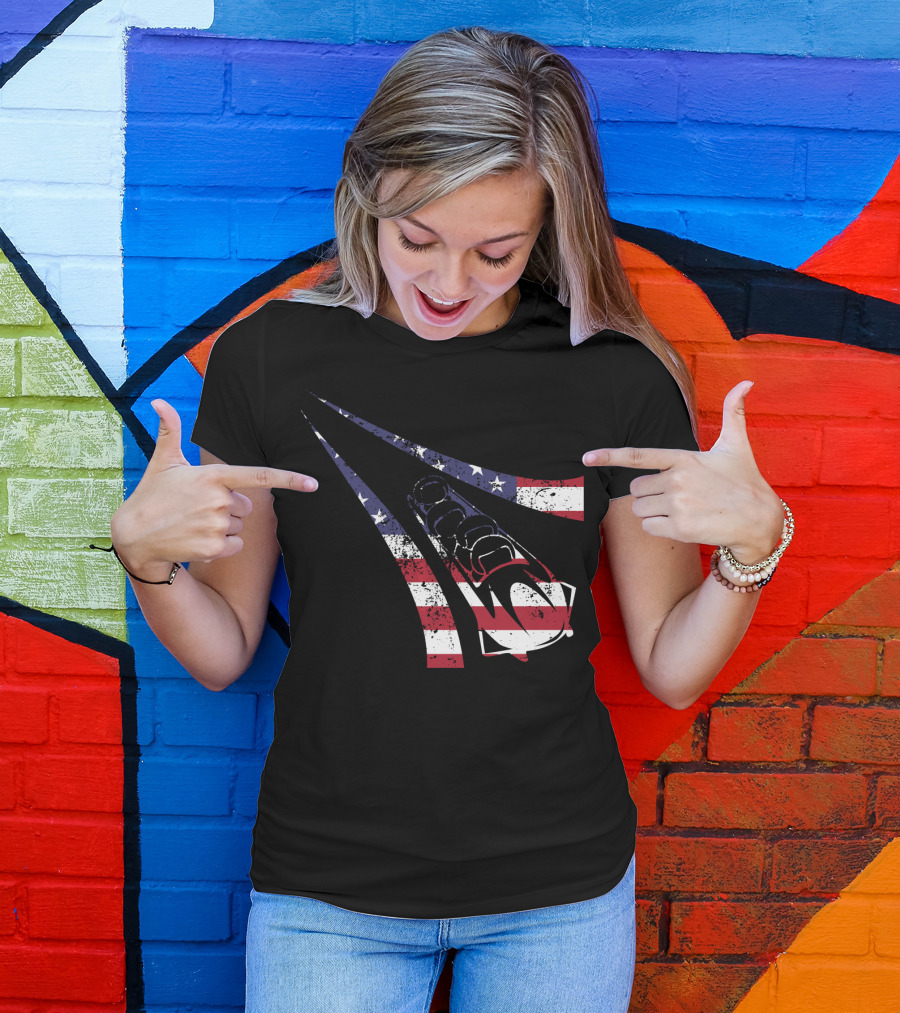 USA American Flag Bobsled Track T-Shirt