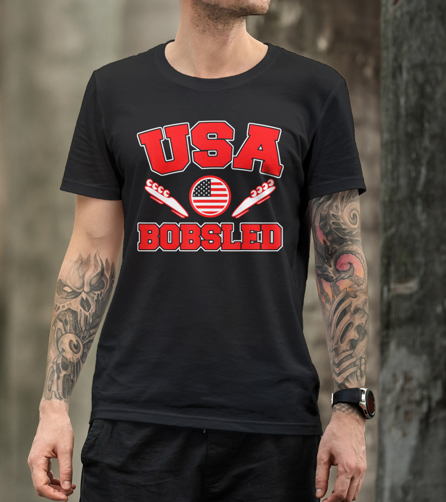 USA Bobsled American Flag Sleds T-Shirt