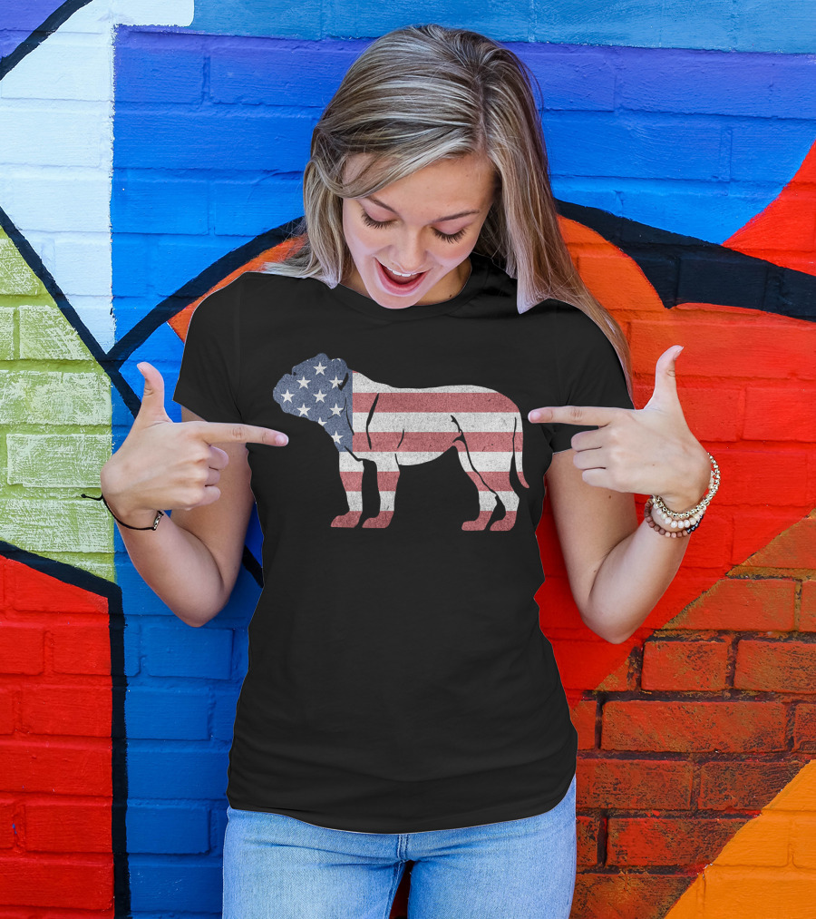 American Flag USA Bulldog Stylish Dog Animal T-Shirt