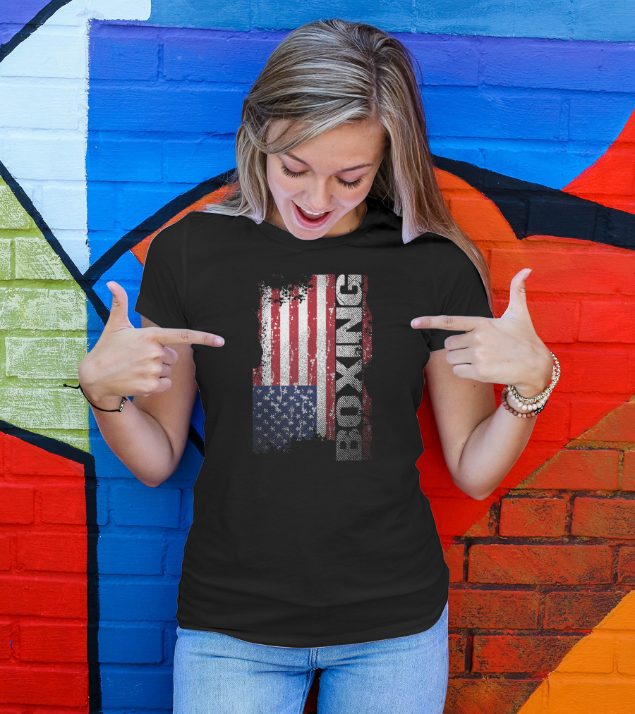 USA Flag Boxing Grunge T-Shirt