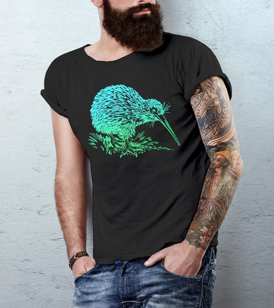 Vintage Neon Kiwi Bird Awesome Retro T-Shirt