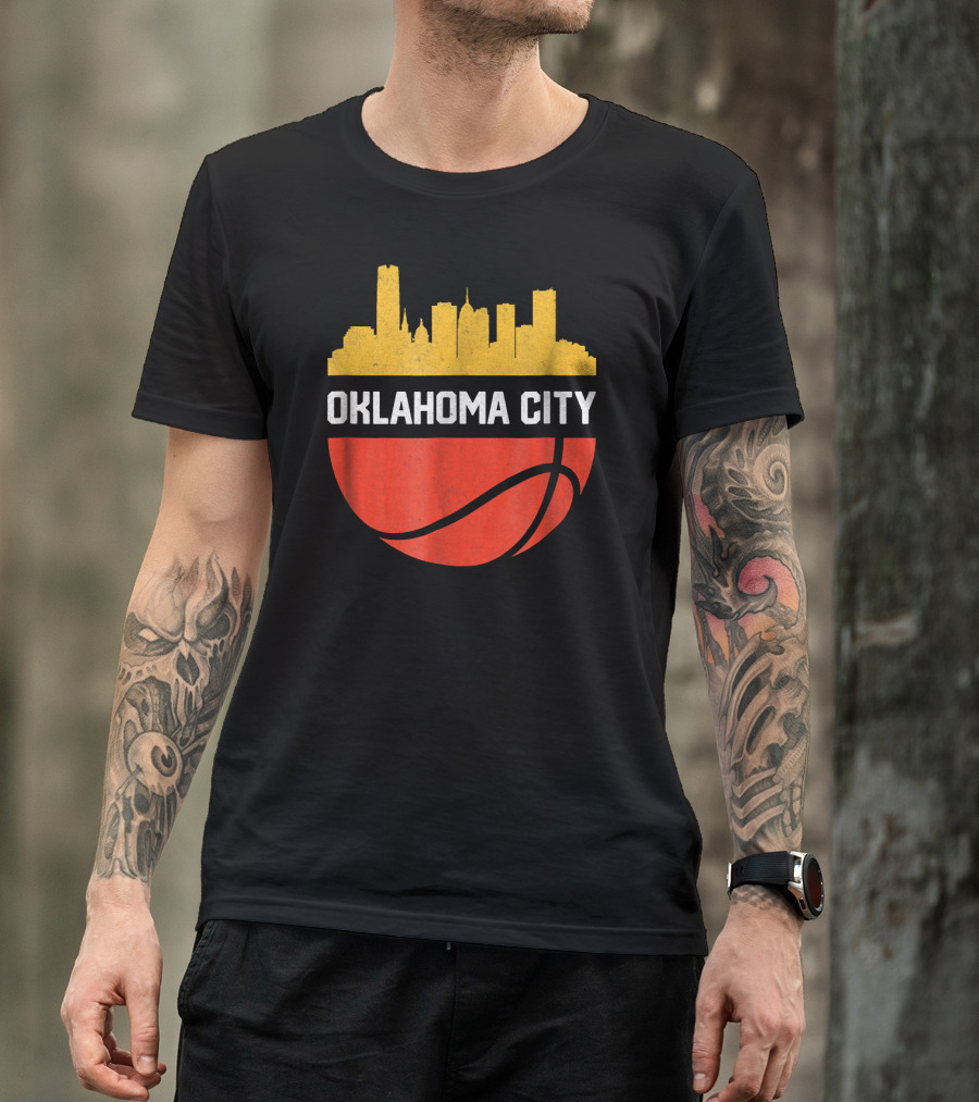 Oklahoma City Basketball Skyline Vintage T-Shirt