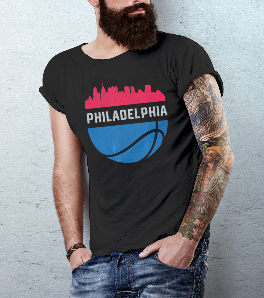 Philadelphia Cityscape Basketball T-Shirt