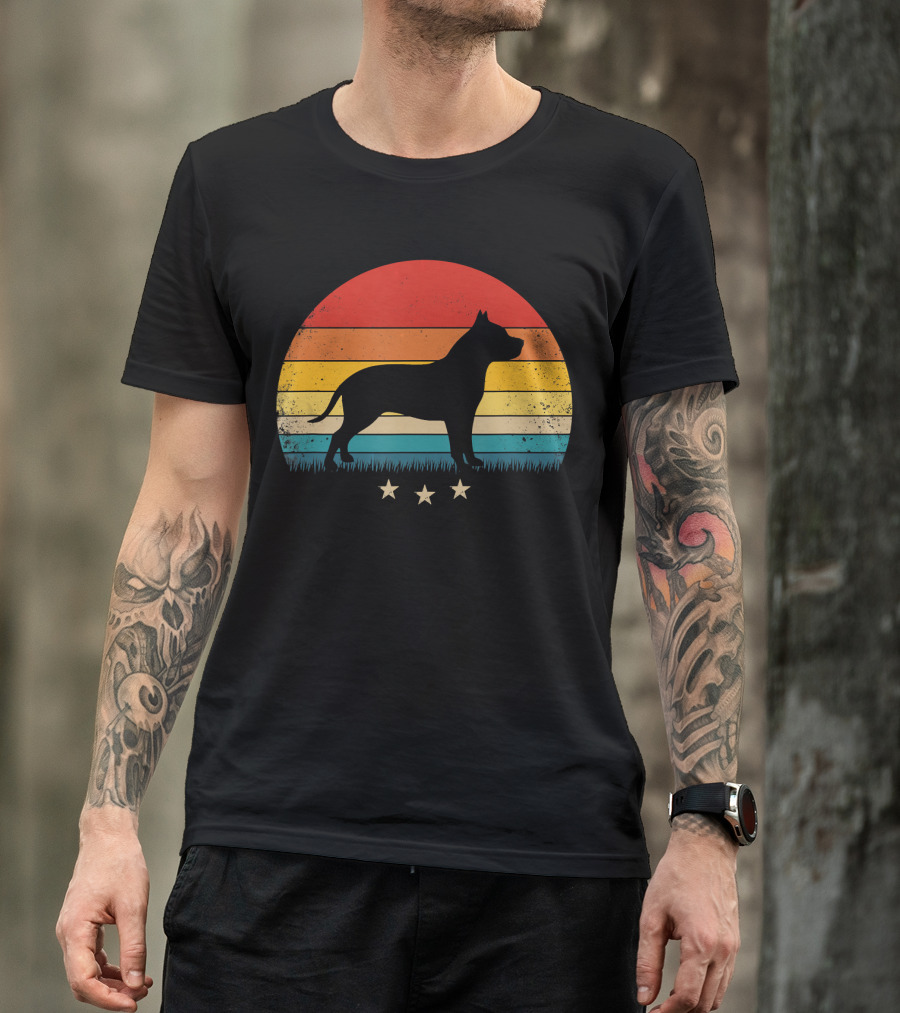 Vintage Pitbull Sunset With Stars T-Shirt