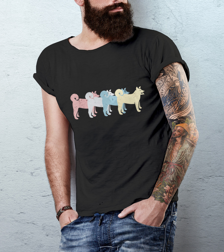 Vintage Akita Inu Funny Dogs Lover Colorful T-Shirt