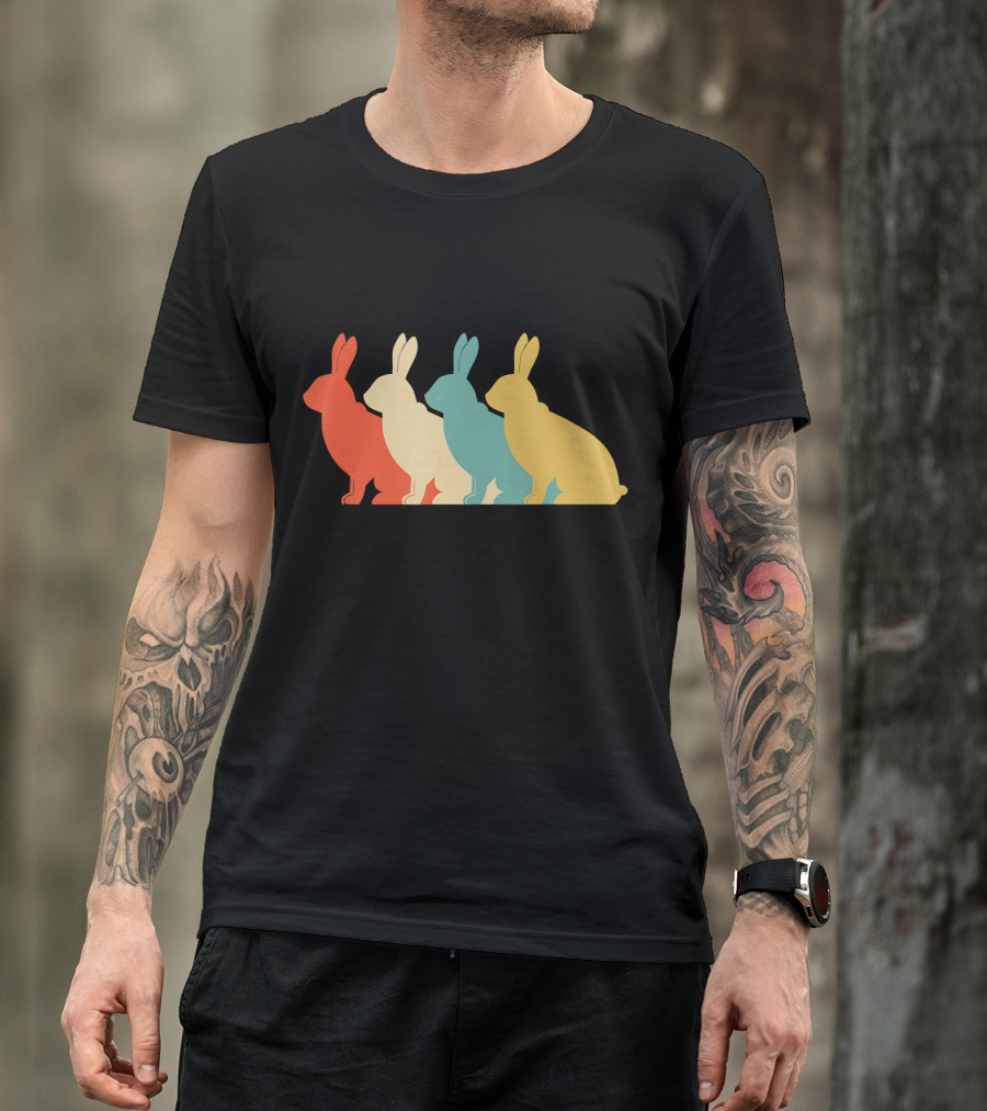 Vintage Art Bunny Rabbit Lover Whispere Four Colorful T-Shirt