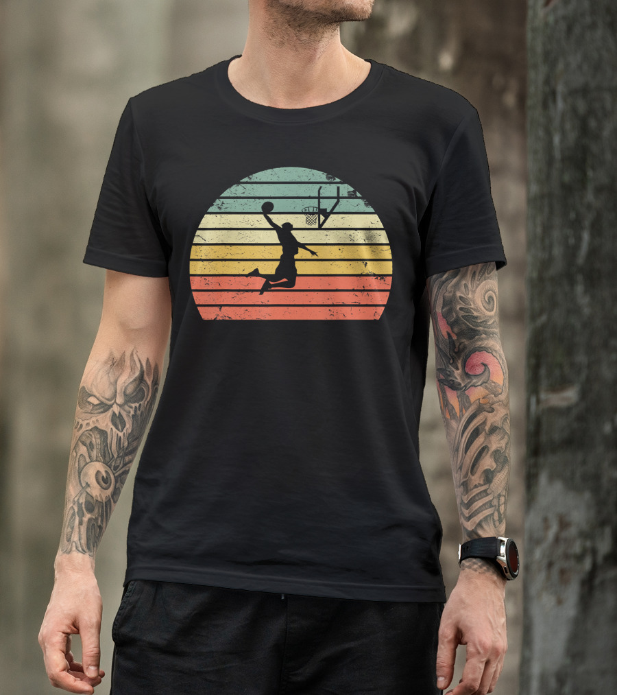 Vintage Basketball Dunk Sunset Retro T-Shirt
