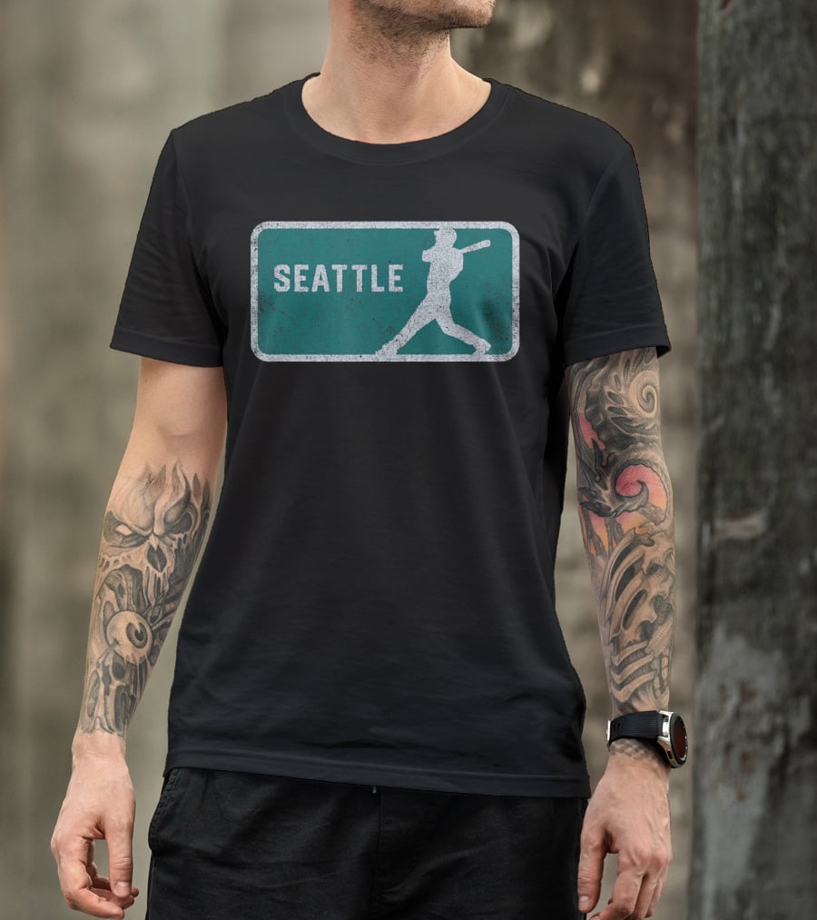 Seattle Vintage Baseball Player Silhouette SEA T-Shirt