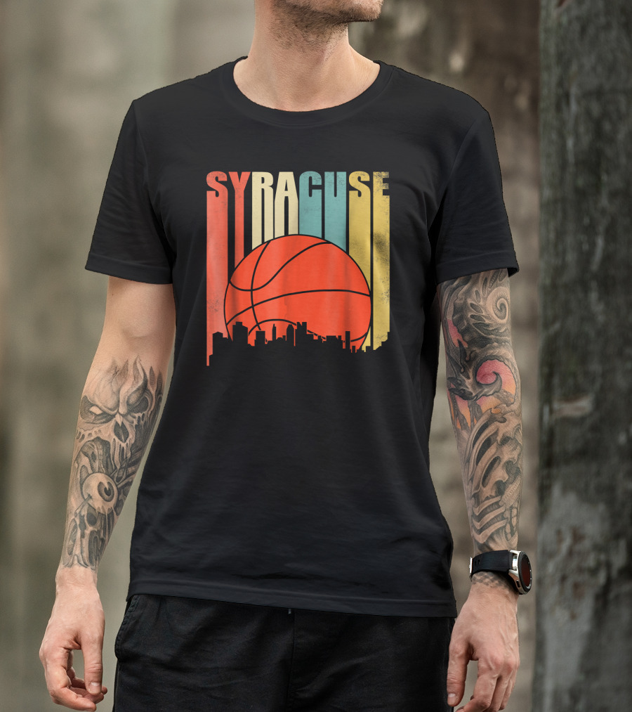 Syracuse New York Vintage City Skyline Basketball T-Shirt