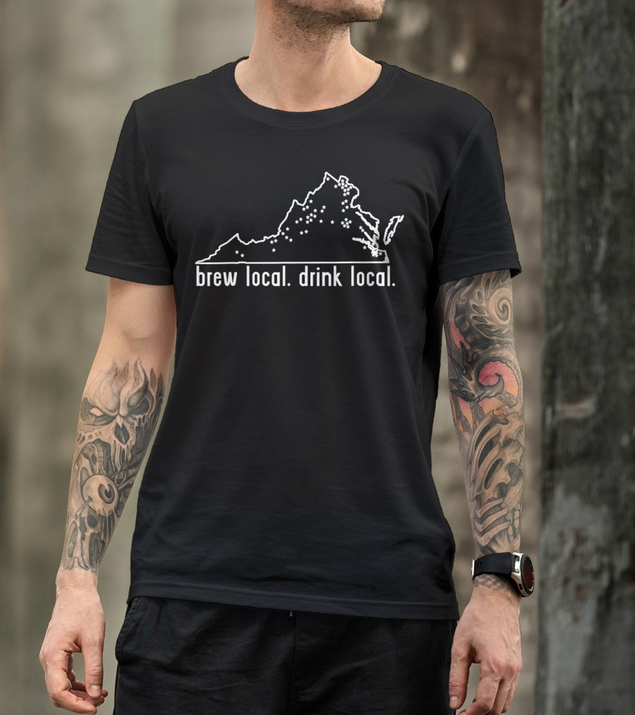 Virginia State Brewery Map Brew Local Drink Local Craft Beer T-Shirt