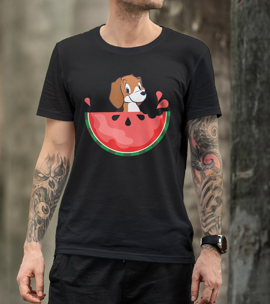 Watermelon With Beagle Summer Vacation Fun T-Shirt
