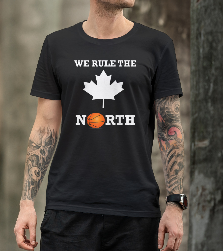 We Rule The North Canada Basketball Maple Leaf Orange Ball T-Shirt