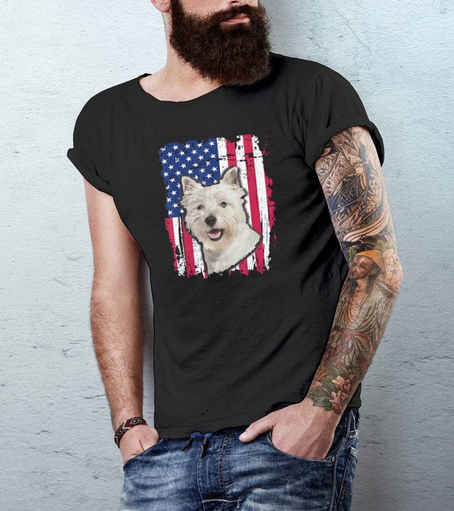 Westie USA Flag Independence Day T-Shirt