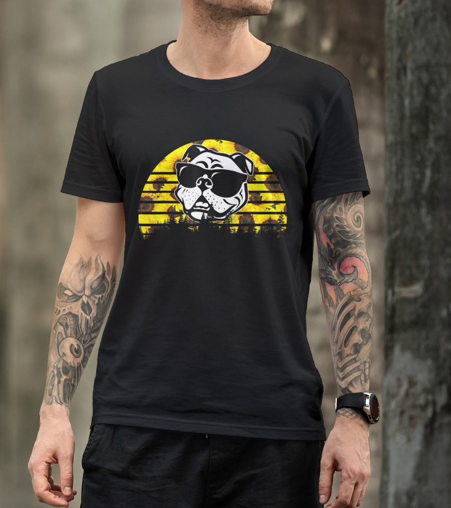 Pitbull Sunflower Sunglasses T-Shirt