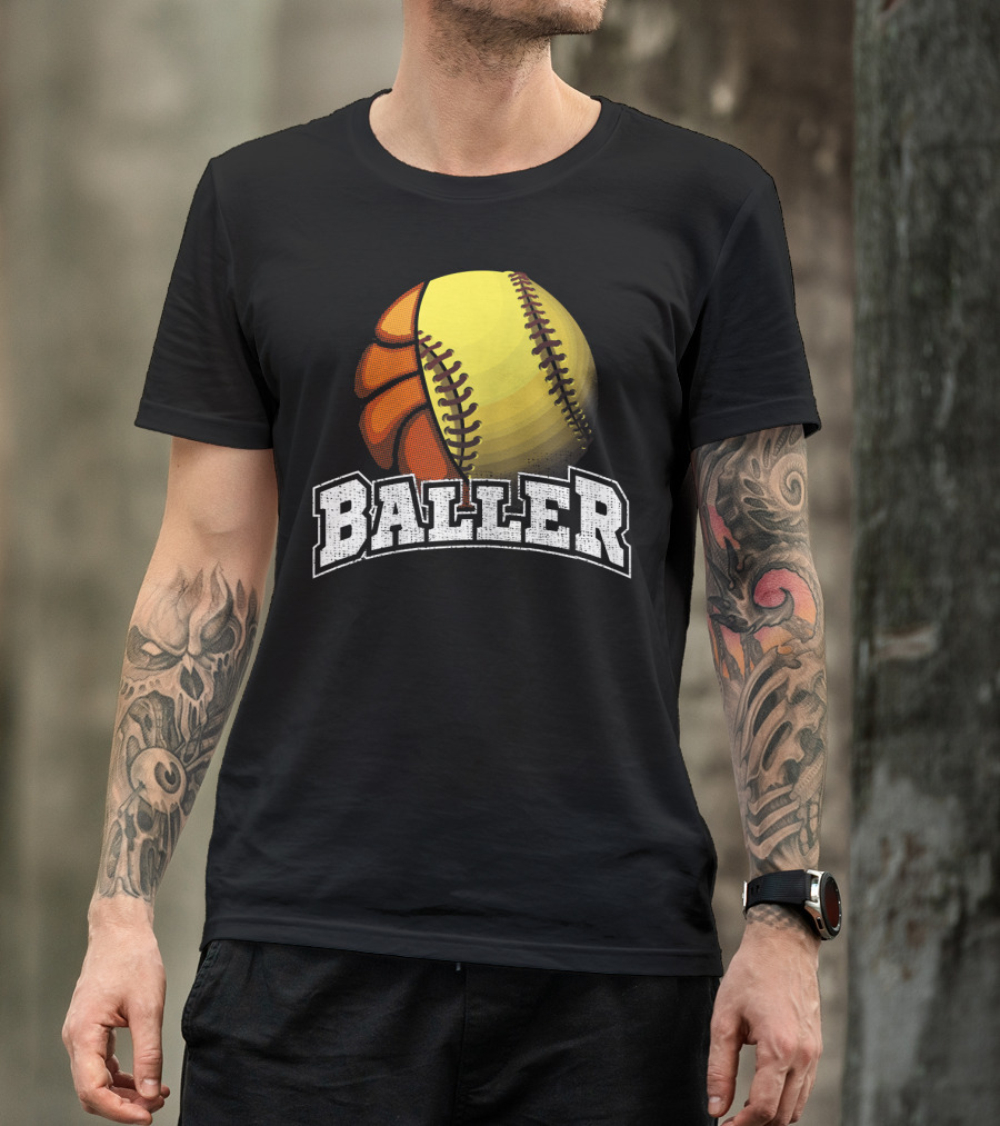 Baller Funny Girls Softball Basketball Combo T-Shirt
