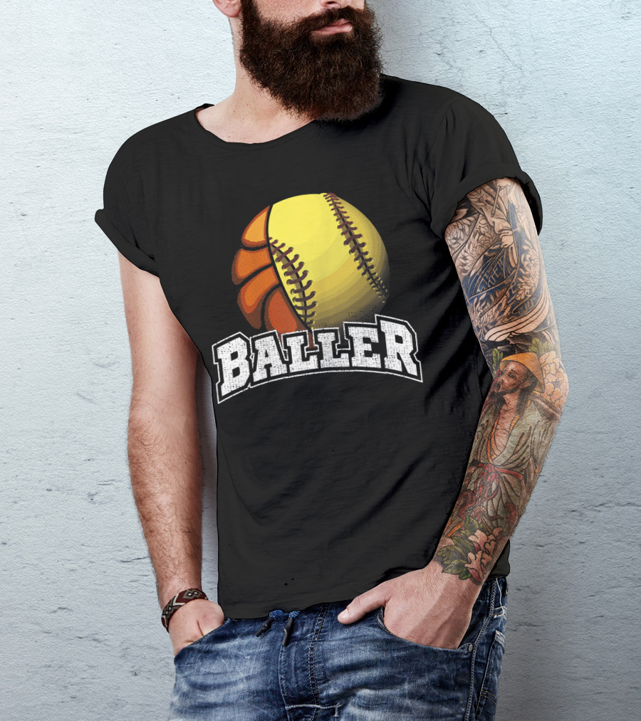 Baller Funny Girls Softball Basketball Combo T-Shirt