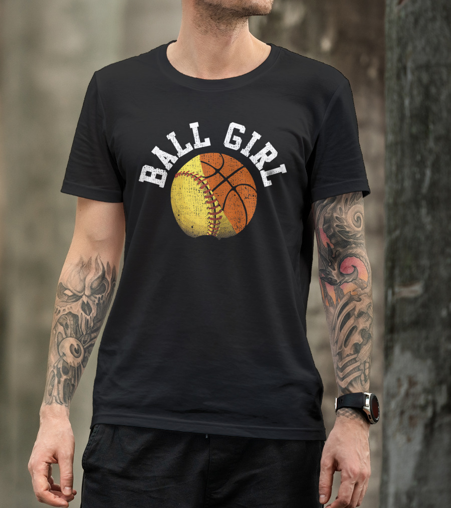 Ball Girl Funny Softball Basketball Combo T-Shirt