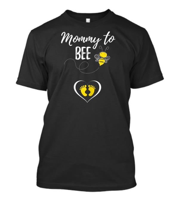 Mommy To Bee Cute Pregnant Baby Footprints Heart T-Shirt