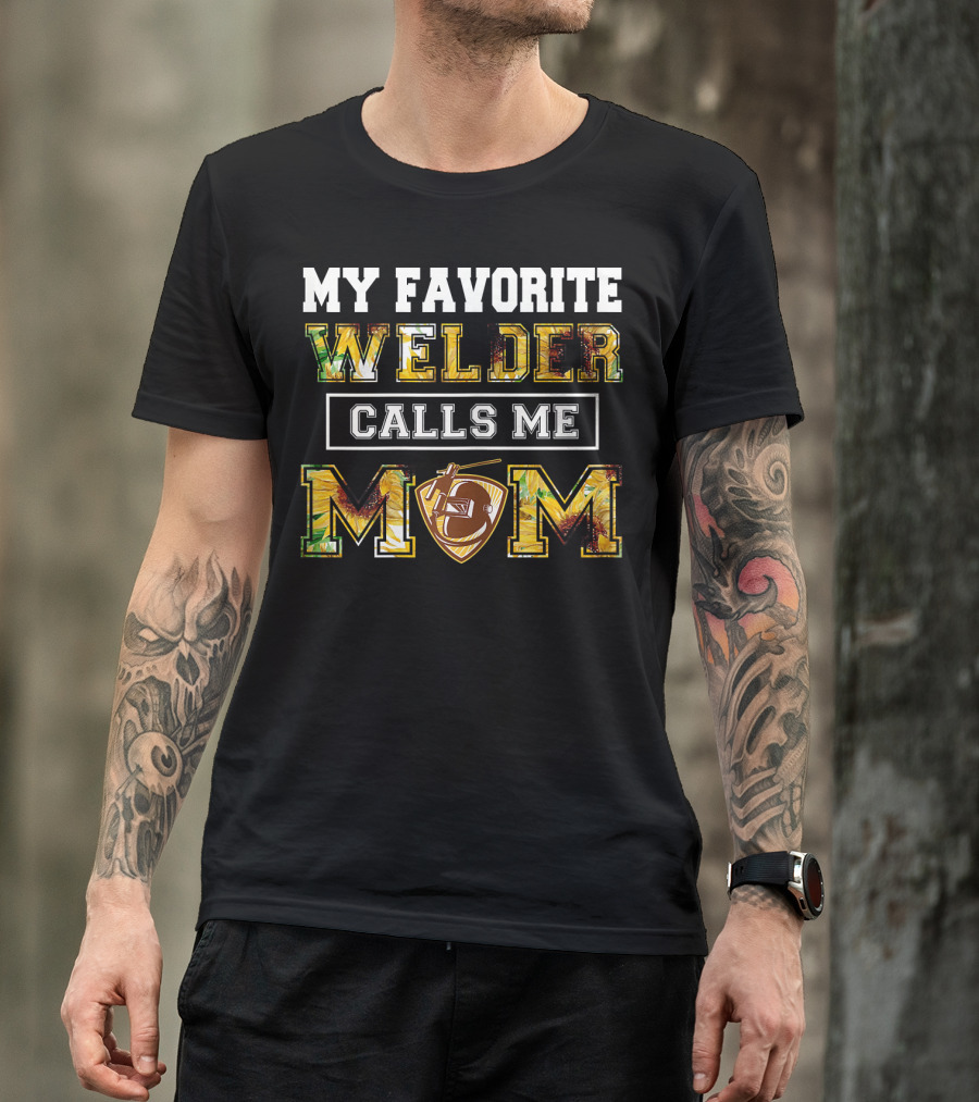 My Favorite Welder Calls Me Mom Football Helmet Shield T-Shirt