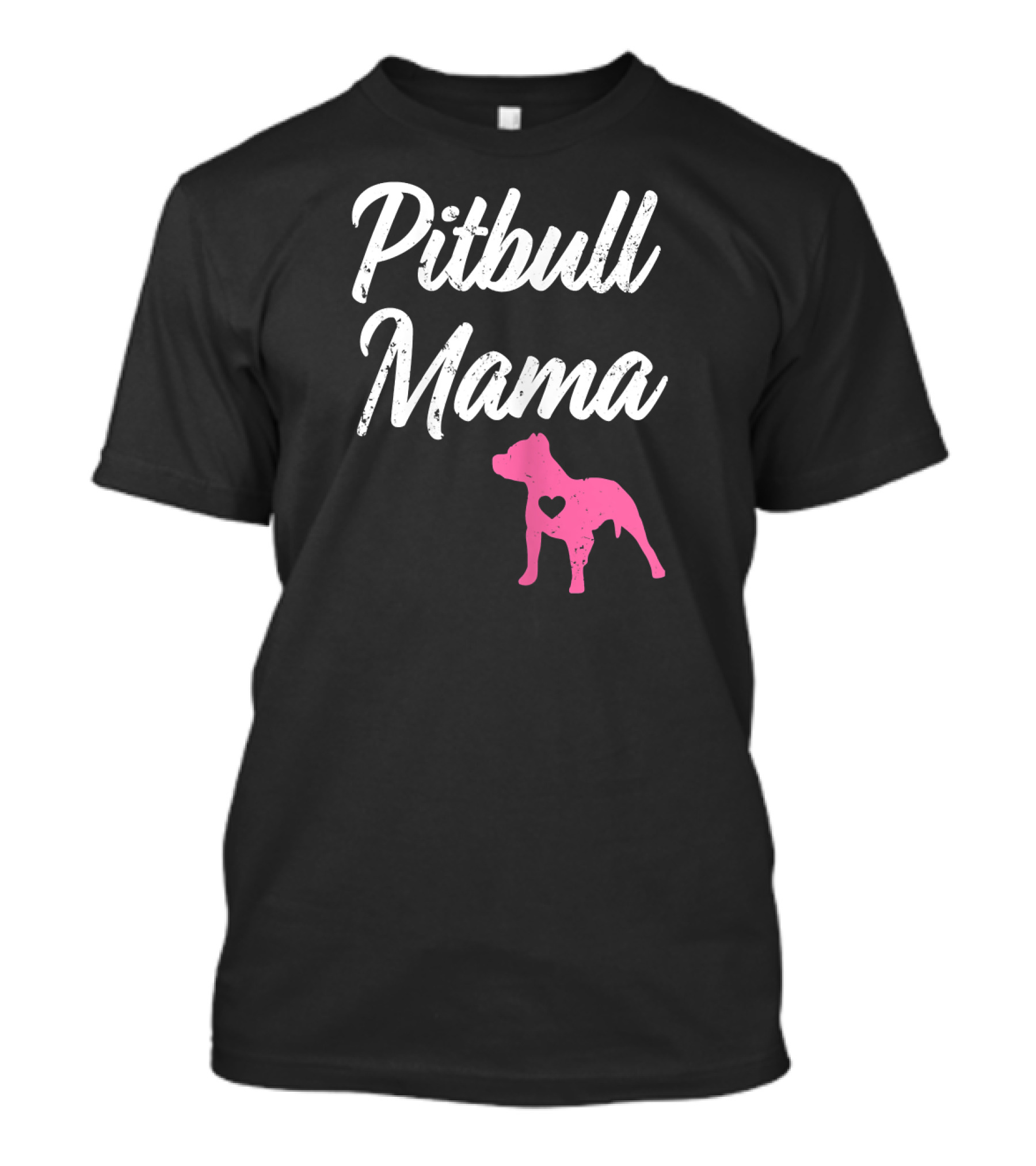 Pitbull Mama Funny Womens Pit With Pink Heart Dog T-Shirt
