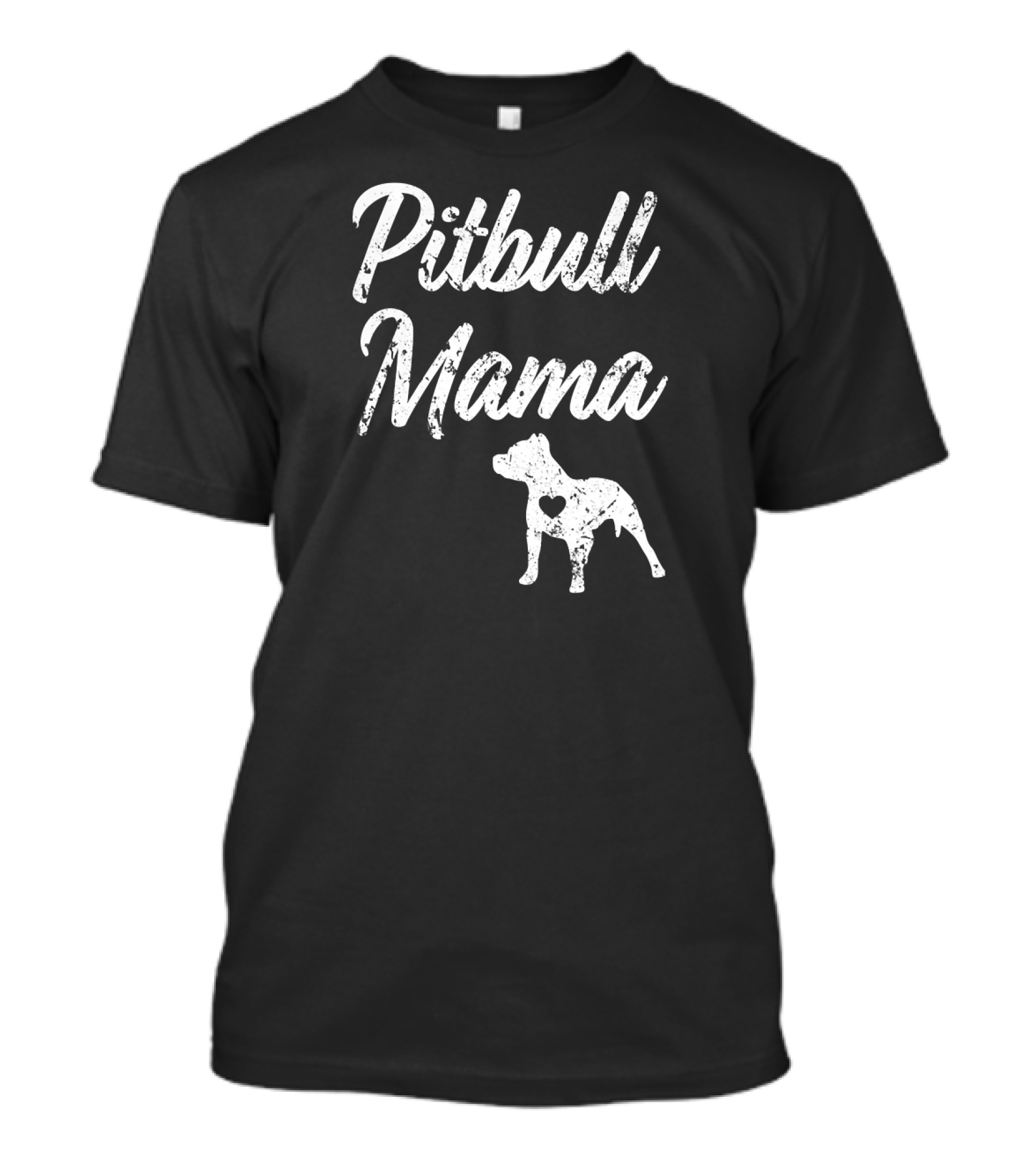Pitbull Mama Women's Heart Silhouette Pit Bull T-Shirt