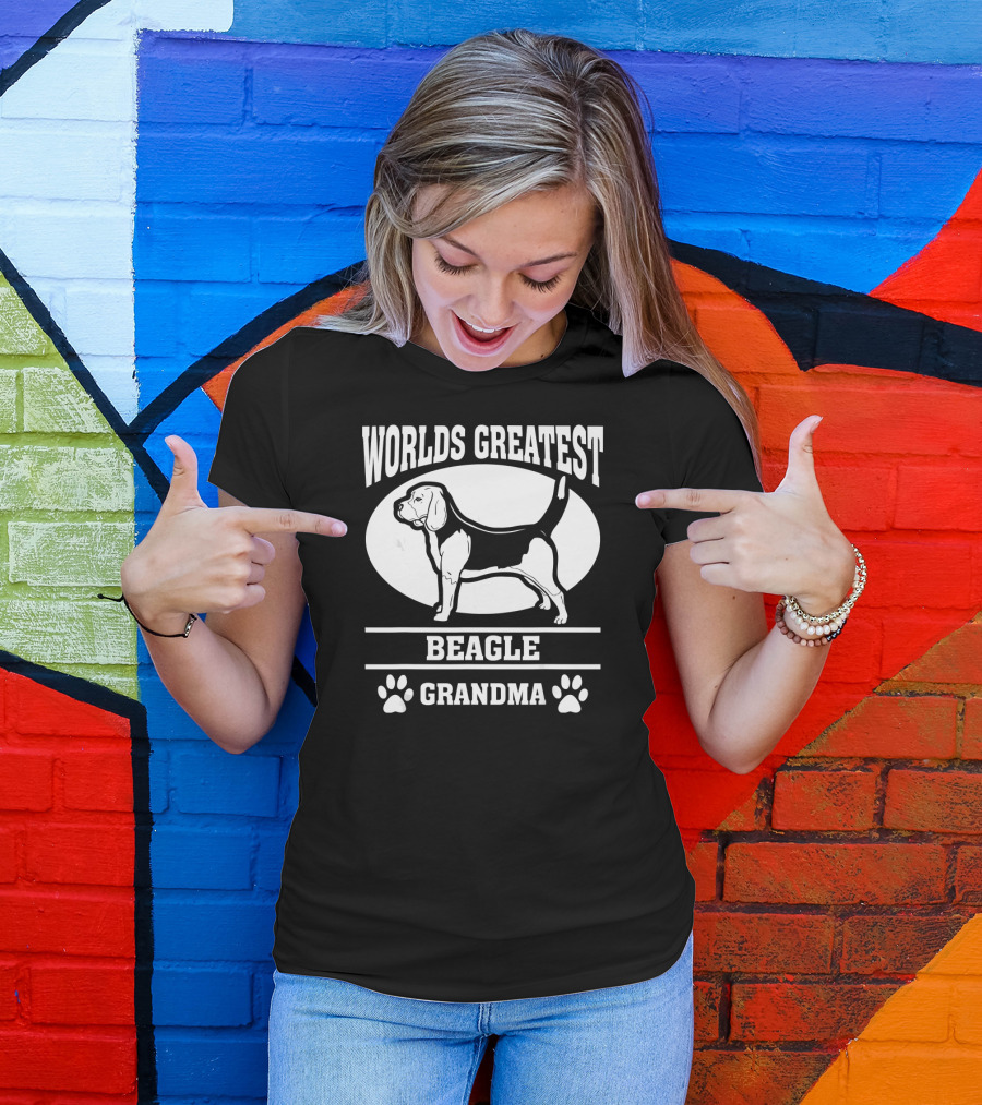 Worlds Greatest Beagle Grandma Dog Pawprints T-Shirt