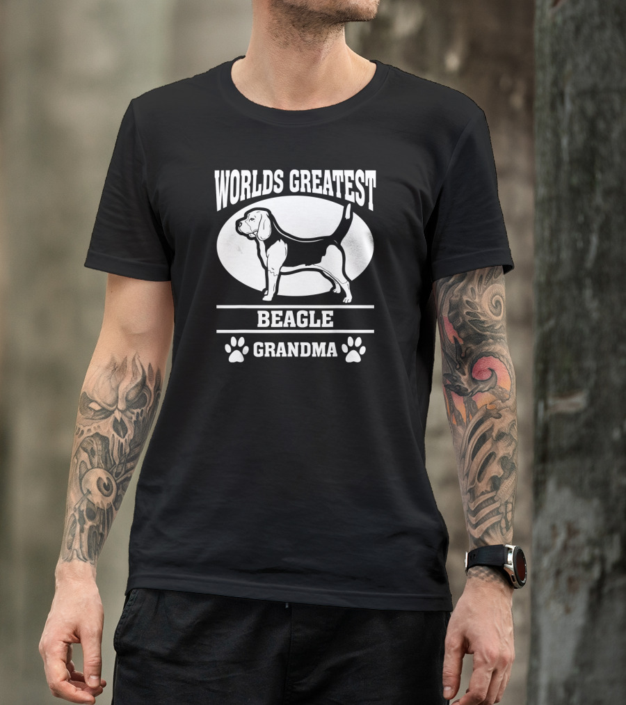 Worlds Greatest Beagle Grandma Dog Pawprints T-Shirt