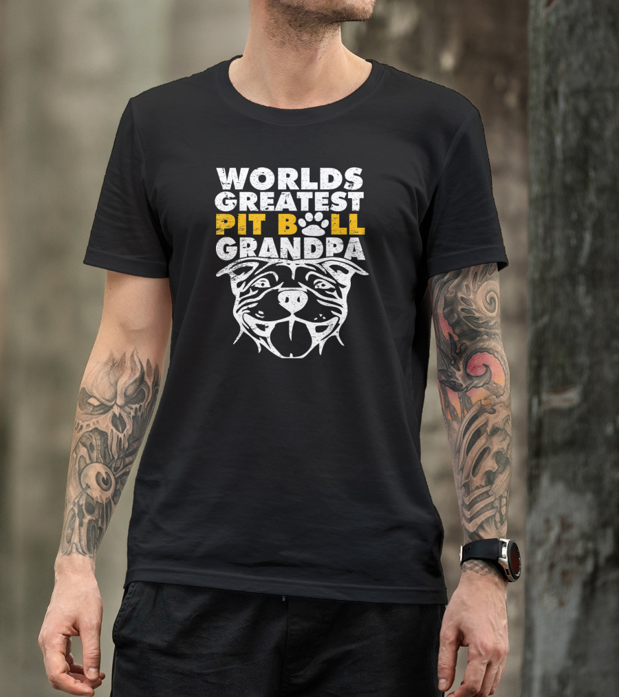 Worlds Greatest Pit Bull Grandpa Dog Love T-Shirt