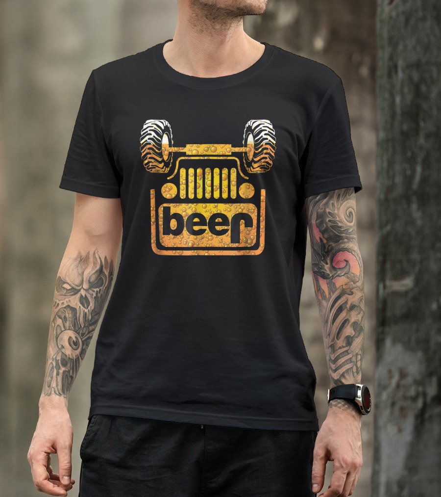 Wrecked Jeep Beer Bubbles And Tires T-Shirt