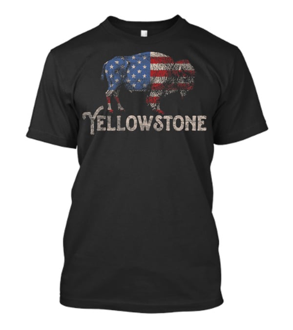 Yellowstone American Flag Bison T-Shirt