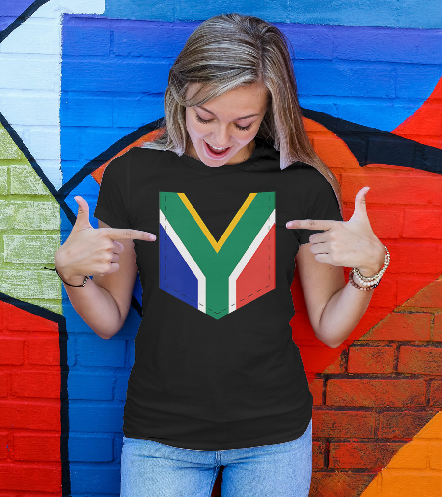South Africa Flag Pocket Style With Printed Sout T-Shirt