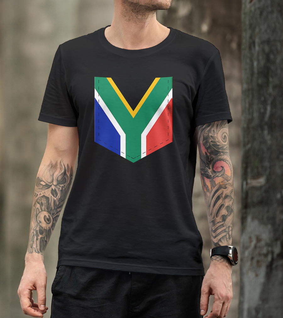South Africa Flag Pocket Style With Printed Sout T-Shirt