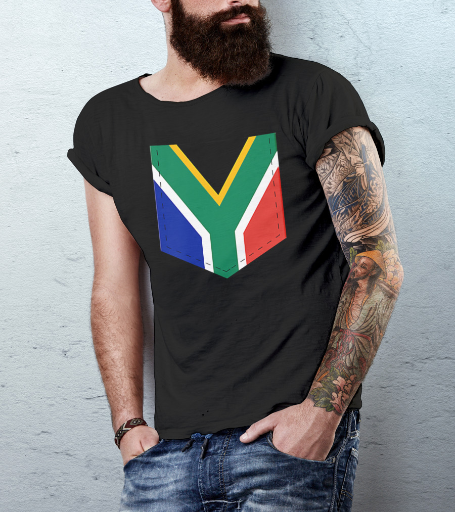 South Africa Flag Pocket Style With Printed Sout T-Shirt