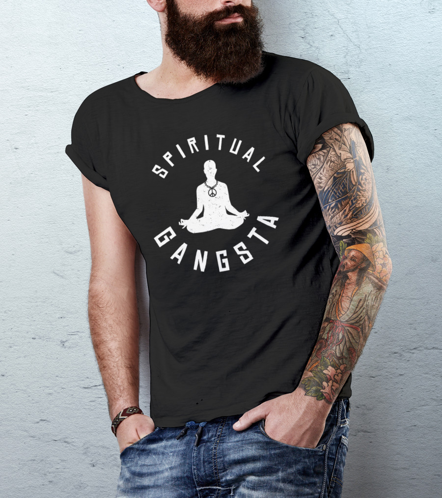 Spiritual Gangsta Peace Symbol Meditation Pose T-Shirt