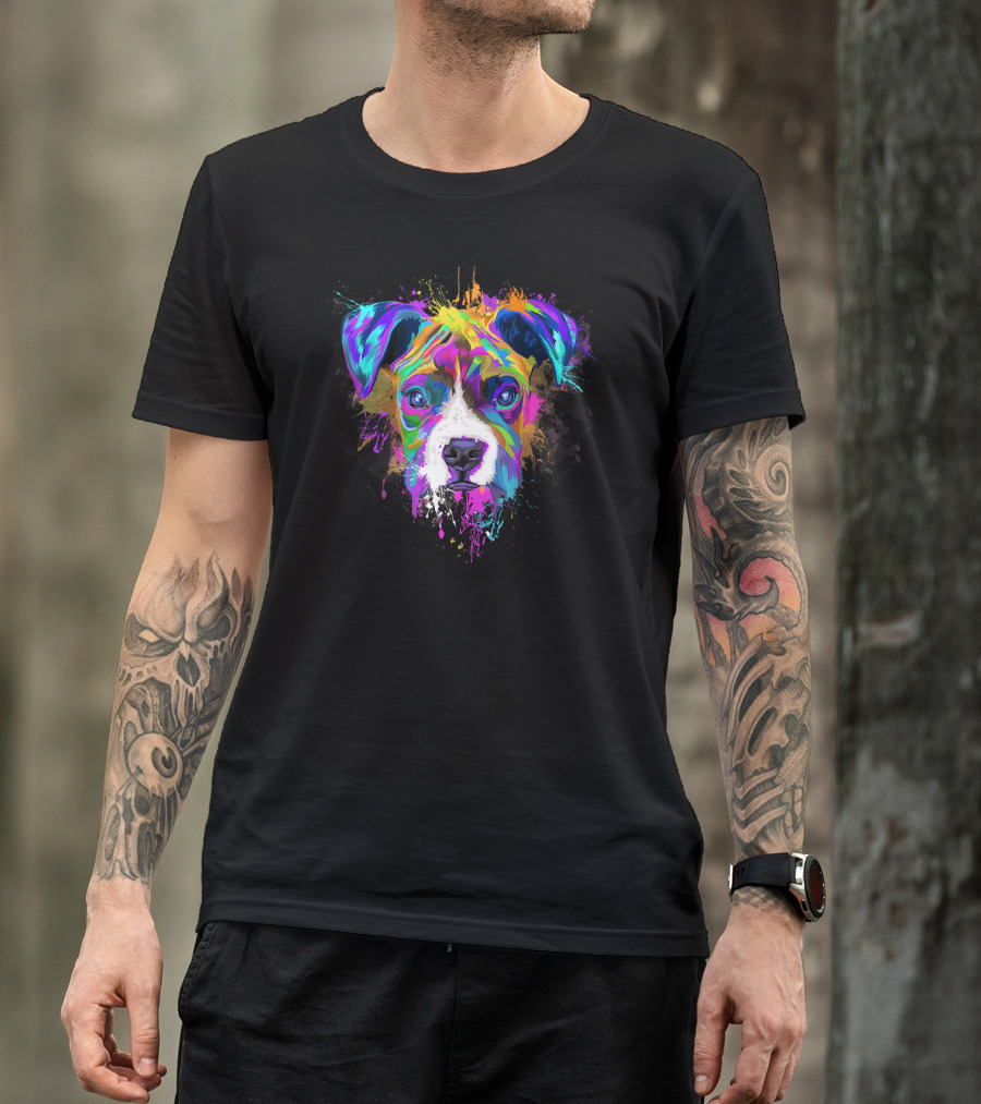 Colorful Splash Boxer Dog Pup Lover T-Shirt