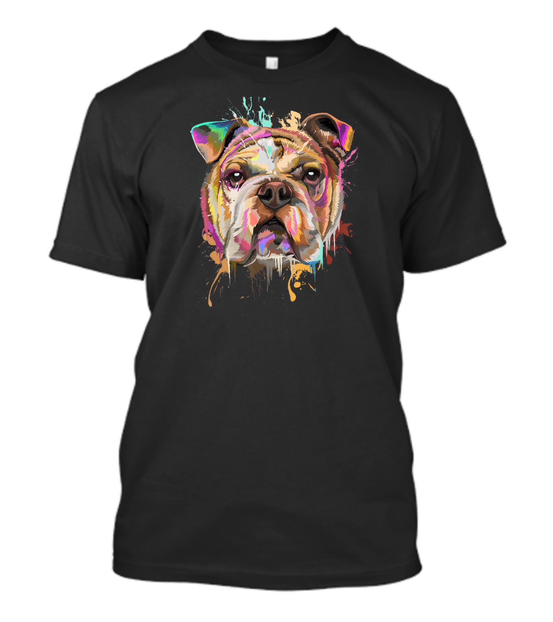 Splash Art Bulldog English Bulldo Dripping Colorful Paint T-Shirt