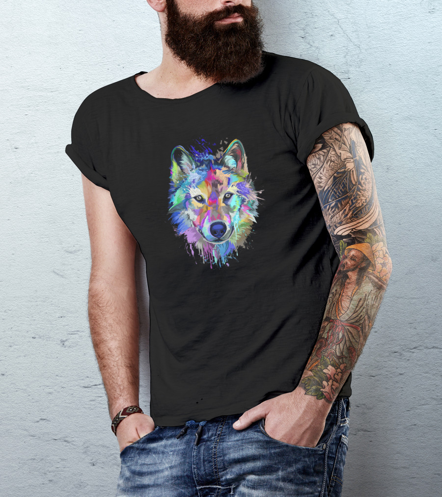 Splash Colorful Wolf T-Shirt