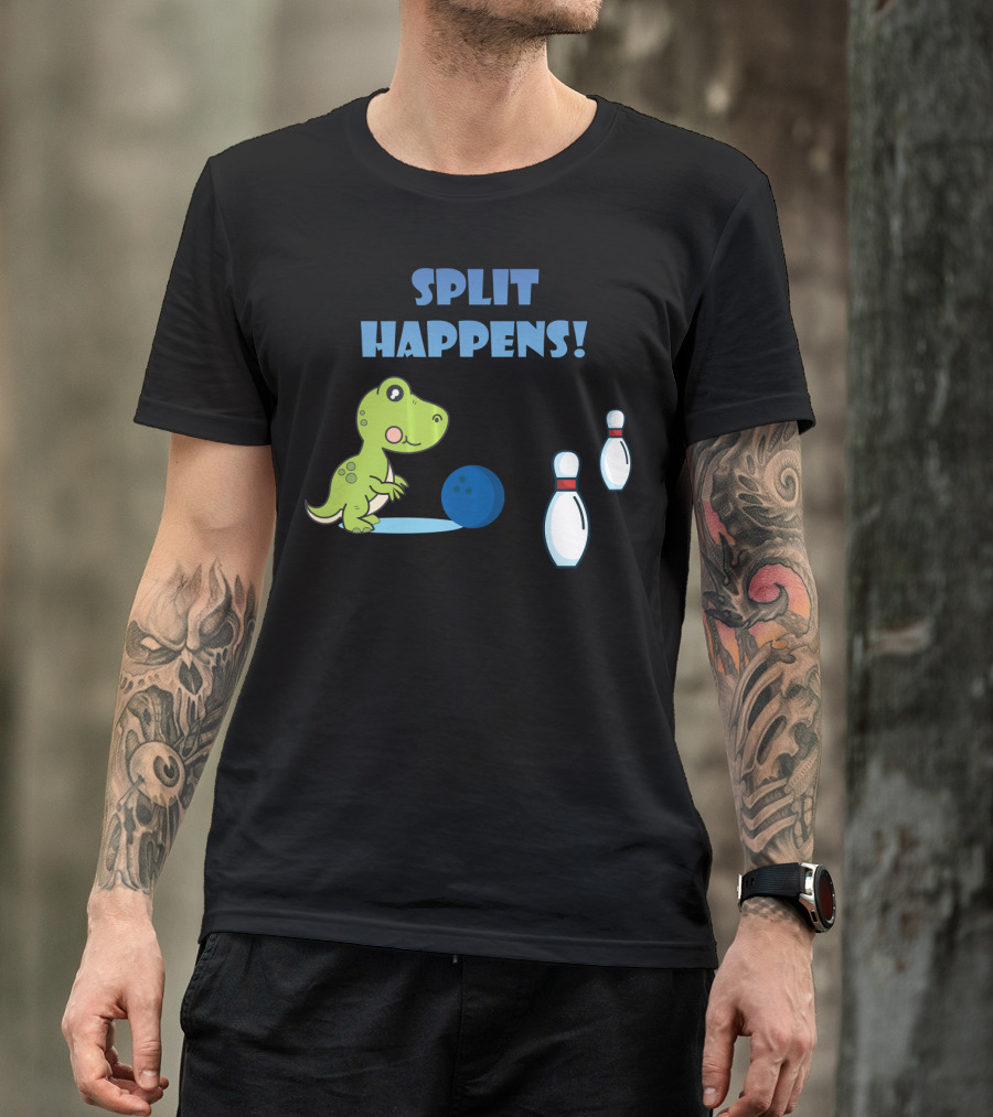 Split Happens Dino T-Rex Bowlingpin Fun T-Shirt