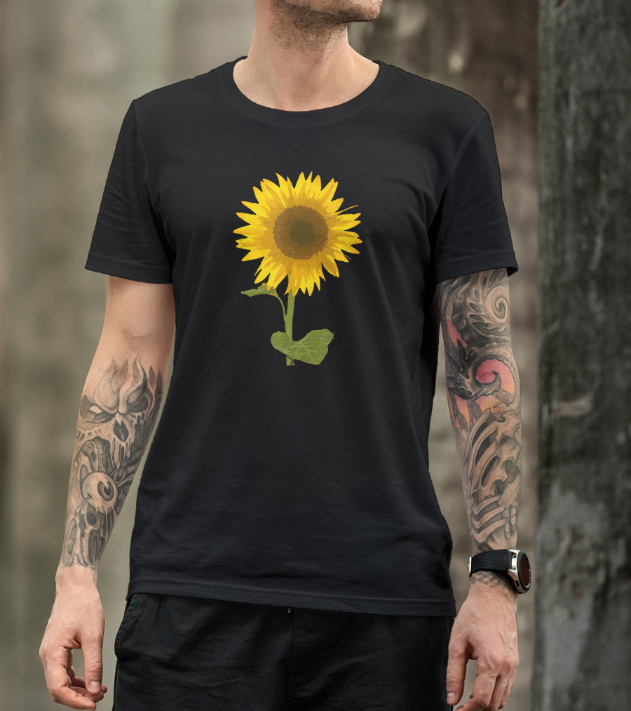 Sunflower Black Background Image T-Shirt