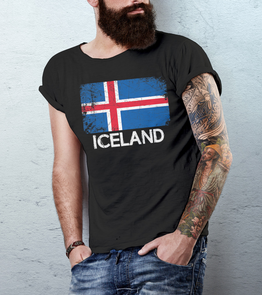 Icelandic Flag Vintage Iceland T-Shirt
